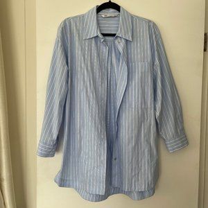 Zara Blue and White Striped Button-Down Shirt Size XS
